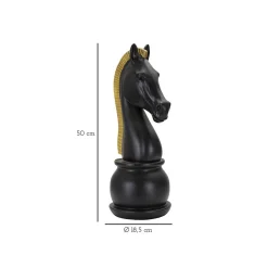 Clearance Mauro Ferretti Figurine échec décoratif en polyrésine noire et dorée Cavalier modèle 2