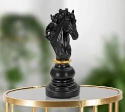 Outlet Mauro Ferretti Figurine échec décoratif en polyrésine noire et dorée Cavalier modèle 1