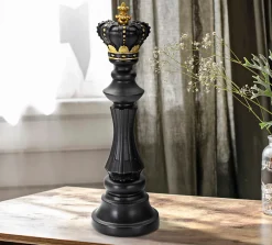 Discount Mauro Ferretti Figurine échec décoratif en polyrésine noire et dorée Roi modèle 2