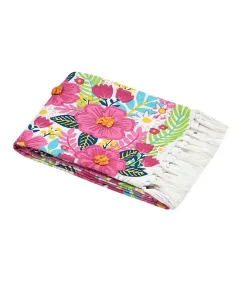 Douceur D'Intérieur Fouta Fleurs Tropicales - 90x180 cm - 90x180cm - Rose* Plaid Canapé