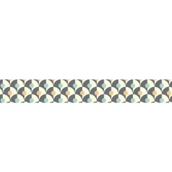 Discount Plage Frise adhésive autocollante 15 cm X 300 cm, motif éventail gris et crème avec cercles au milieu, décoration murale intérieure.