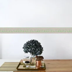 Best Plage Frise adhésive déco murale, style géométrique, 5 cm X 300 cm, rose et verte.