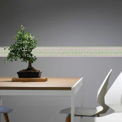 Best Plage Frise adhésive déco murale, style géométrique, 5 cm X 300 cm, rose et verte.