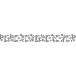 Discount Plage Frise adhésive Maere Gris, motif Palmiers 5 cm x 300 cm, décorative autocollante pour murs et meubles intérieurs.