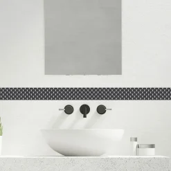 Best Plage Frise décorative adhésive, arboréa noir motif éventails noir et blanc, 5 cm X 300 cm
