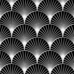 Best Plage Frise décorative adhésive, arboréa noir motif éventails noir et blanc, 5 cm X 300 cm