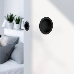 GoodHome Galandage rond à visser Minzh mat noir Ø55mm* Poignée Cuvette|Poignée De Porte Coulissante