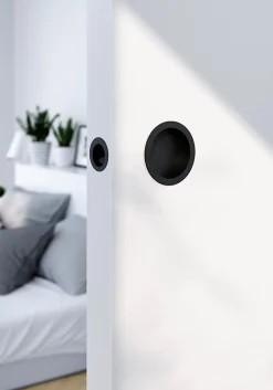 GoodHome Galandage rond à visser Minzh mat noir Ø55mm* Poignée Cuvette|Poignée De Porte Coulissante