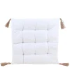 Best Ornami Galette de chaise blanche avec pompons 40x40cm