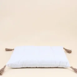 Best Ornami Galette de chaise blanche avec pompons 40x40cm