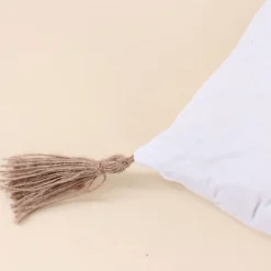 Best Ornami Galette de chaise blanche avec pompons 40x40cm