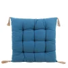 Best Ornami Galette de chaise bleue avec pompons 40x40cm