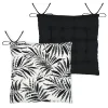 Clearance Lovely Casa Galette de chaise carrée feuillage tropical en coton (38x38 cm - Ecru)