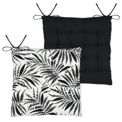 Clearance Lovely Casa Galette de chaise carrée feuillage tropical en coton (38x38 cm - Ecru)