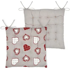 Lovely Casa Galette de chaise coeurs esprit chalet en coton (40x40 cm - Taupe)* Galette De Chaise