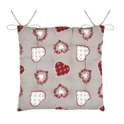 Lovely Casa Galette de chaise coeurs esprit chalet en coton (40x40 cm - Taupe)* Galette De Chaise