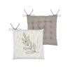 Online Lovely Casa Galette de chaise feuillage - Effet matière en coton brodé (38x38 cm - Ecru)