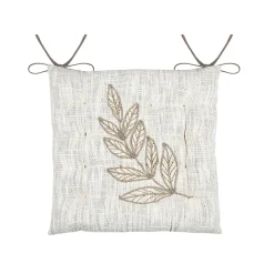 Online Lovely Casa Galette de chaise feuillage - Effet matière en coton brodé (38x38 cm - Ecru)