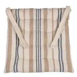 Sud Etoff Galette de chaise matelassée à rayures en toile canevas (40x40 cm - Bleu Foncé)* Galette De Chaise