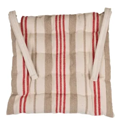 Sud Etoff Galette de chaise matelassée à rayures en toile canevas (40x40 cm - Rouge)* Galette De Chaise