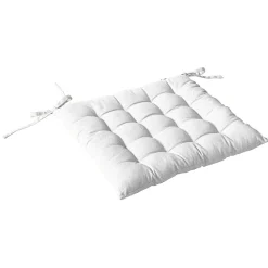 Discount Home Maison Galette de chaise piquée 16 points en coton et nouettes (38x38 cm - Blanc)