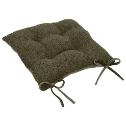 Atmosphera Créateur D'Intérieur Galette de chaise Soana bouclette vert kaki 38x38cm - Atmosphera* Galette De Chaise