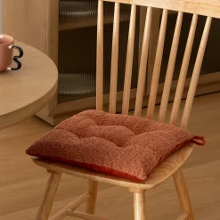 Atmosphera Créateur D'Intérieur Galette de chaise Soana bouclette terracotta 38x38cm - Atmosphera* Galette De Chaise