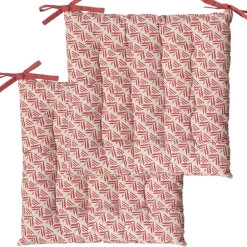 Outlet Dylrev Galettes de Chaise Bicolores - lot de 2 - 40x40cm en Terracotta Imprimé et Uni,