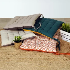 Outlet Dylrev Galettes de Chaise Bicolores - set de 4 - 40x40cm - Confort et Élégance Terracotta