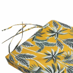 Deko & Co Gallette de chaise carré imperméable imprimé jungle jaune et vert L.38 x l.38 x ep.8cm Deco&co* Galette De Chaise
