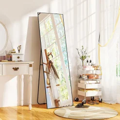 New Homcom Grand miroir pleine longueur rectangulaire 50 x 160 cm - miroir sur pied ou mural - noir