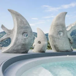 Wanda Collection Grande sculpture design poisson 100 cm gris* Statue Décorative