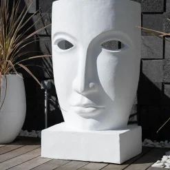 Wanda Collection Grande statue de jardin visage design blanc* Statue Décorative