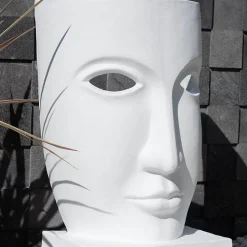 Wanda Collection Grande statue de jardin visage design blanc* Statue Décorative