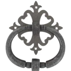 Online Secury-T Heurtoir de porte fer sur rosace carré ajourée vieil argent argent antique
