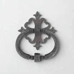 Online Secury-T Heurtoir de porte fer sur rosace carré ajourée vieil argent argent antique