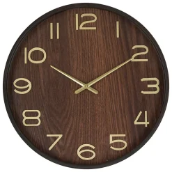 Hot Atmosphera Horloge en bois avec aiguilles et chiffres dorés