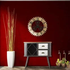 Outlet Mauro Ferretti Horloge en bois et métal Ingranaggio 60x4 cm