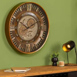 Outlet Atmosphera Créateur D'Intérieur Horloge mécanique Yoni métal marron D59cm - Atmosphera