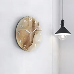 Wallfluent Horloge murale fi30 cm Avec chiffres Aiguilles blanches Art moderne beige 1 pcs* Horloge
