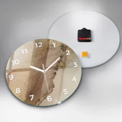 Wallfluent Horloge murale fi30 cm Avec chiffres Aiguilles blanches Art moderne beige 1 pcs* Horloge
