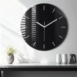 Wallfluent Horloge murale fi60 cm Aiguilles blanches Noir 1 pcs* Horloge