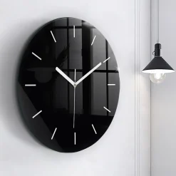 Wallfluent Horloge murale fi60 cm Aiguilles blanches Noir 1 pcs* Horloge