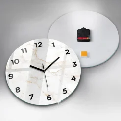 Wallfluent Horloge murale fi30 cm Avec chiffres Aiguilles noires Marbre élégant 1 pcs* Horloge