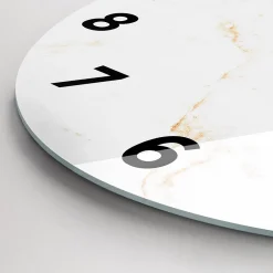 Wallfluent Horloge murale fi30 cm Avec chiffres Aiguilles noires Marbre élégant 1 pcs* Horloge