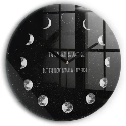 Wallfluent Horloge murale fi60 cm Aiguilles noires Phases de la Lune et inscription 1 pcs* Horloge
