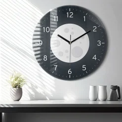 Best Wallfluent Horloge murale fi60 cm Aiguilles noires Pleine Lune 1 pcs