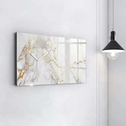 Discount Wallfluent Horloge murale 60x30 cm Aiguilles blanches Marbre ornemental 1 pcs
