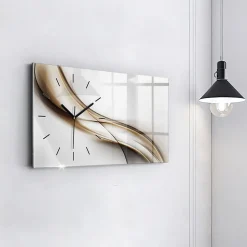 Best Wallfluent Horloge murale 60x30 cm Aiguilles noires Lignes abstraites 1 pcs