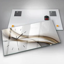Best Wallfluent Horloge murale 60x30 cm Aiguilles noires Lignes abstraites 1 pcs
